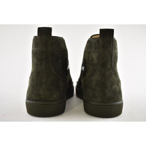 Christian Louboutin Men Lou Spikes Flat Tyrol Green Suede High Top Sneaker 43 10 - Picture 12 of 13